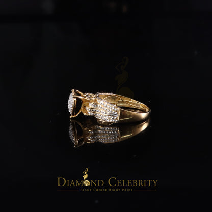 DiamondCelebritees 925 Yellow Sterling Silver Real Diamond 0.10ct Womens Engagement Heart Ring SZ 7