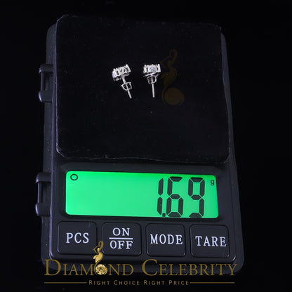 DiamondCelebritees 10K Real White Gold Real Diamond 0.60CT Men's/Women's Stud Round Earring