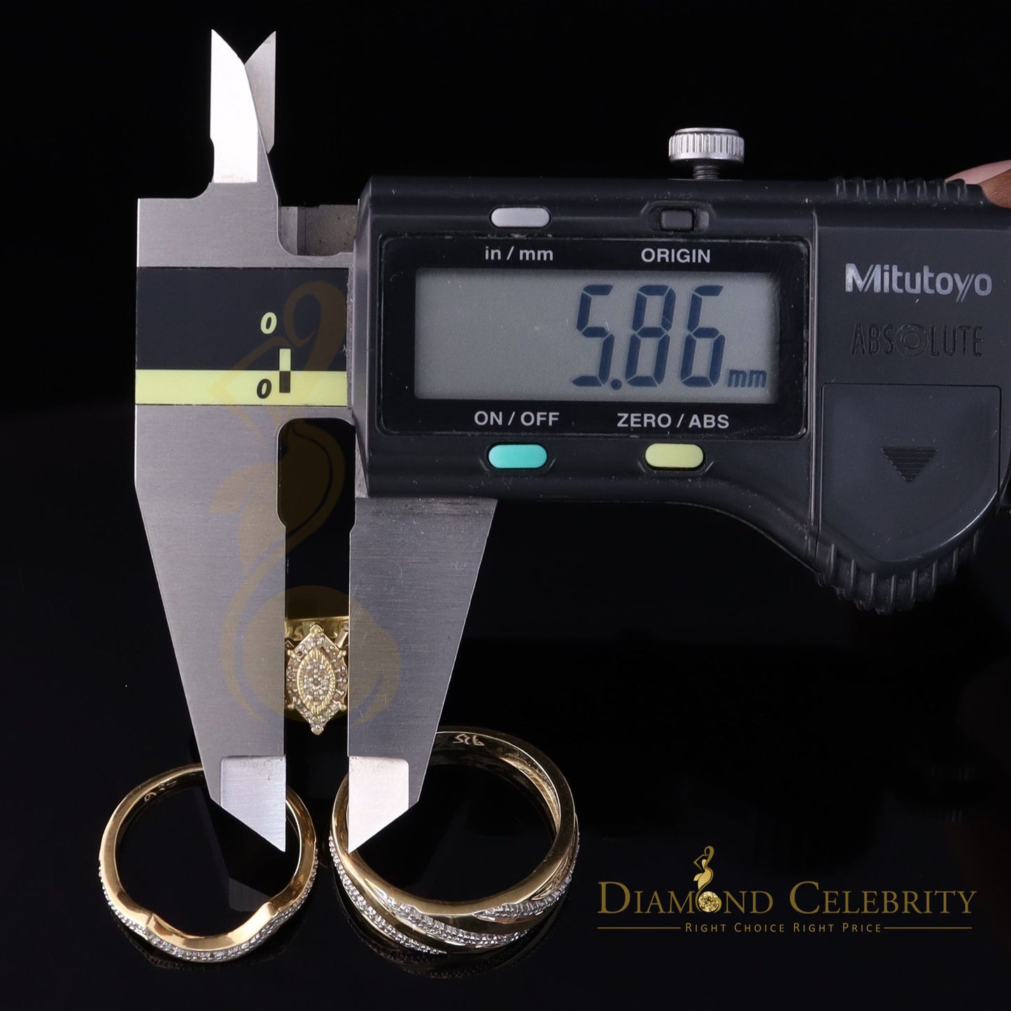DiamondCelebritees 0.33CT Real Diamond Men's SZ 10 & Women's SZ 7 Trio Sterling Silver Yellow Ring