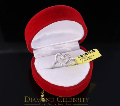 DiamondCelebritees Real Diamond 0.05ct 925 Sterling White Silver Heart Engagement Womens Ring SZ 7