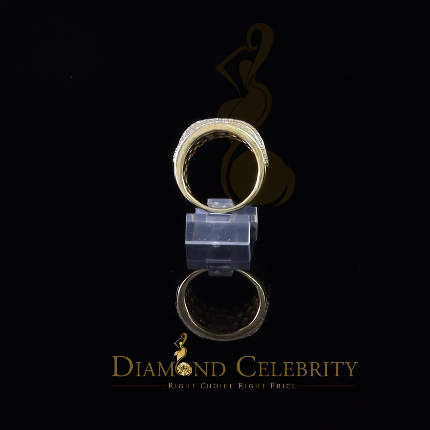 DiamondCelebritees Sterling Yellow Silver 4.50ct Cubic Zirconia ROUND Band Men's Ring Size 8.5