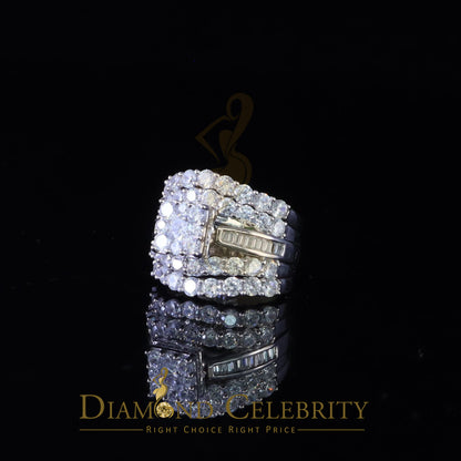 DiamondCelebritees White 925 Silver 7.50ct Cubic Zirconia Piece Halo Wedding Womens Ring set Size 7