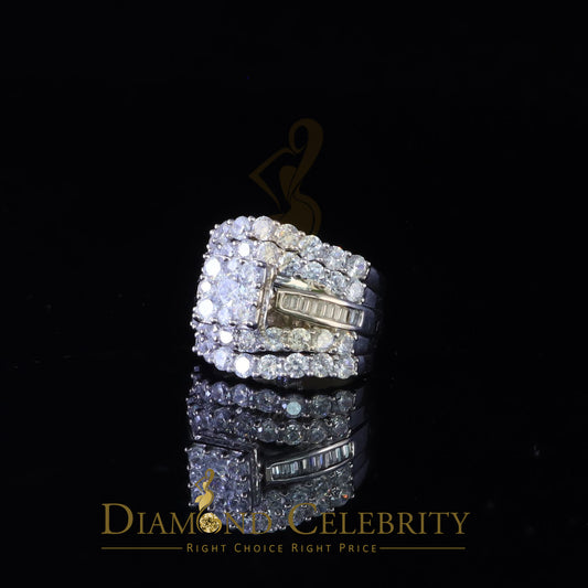 DiamondCelebritees White 925 Silver 7.50ct Cubic Zirconia Piece Halo Wedding Womens Ring set Size 7