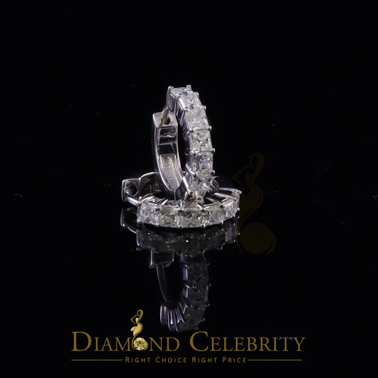 Diamondcelebritees 2.00ct Moissanite Princess White 925 Sterling Silver Women's Hoop Earrings