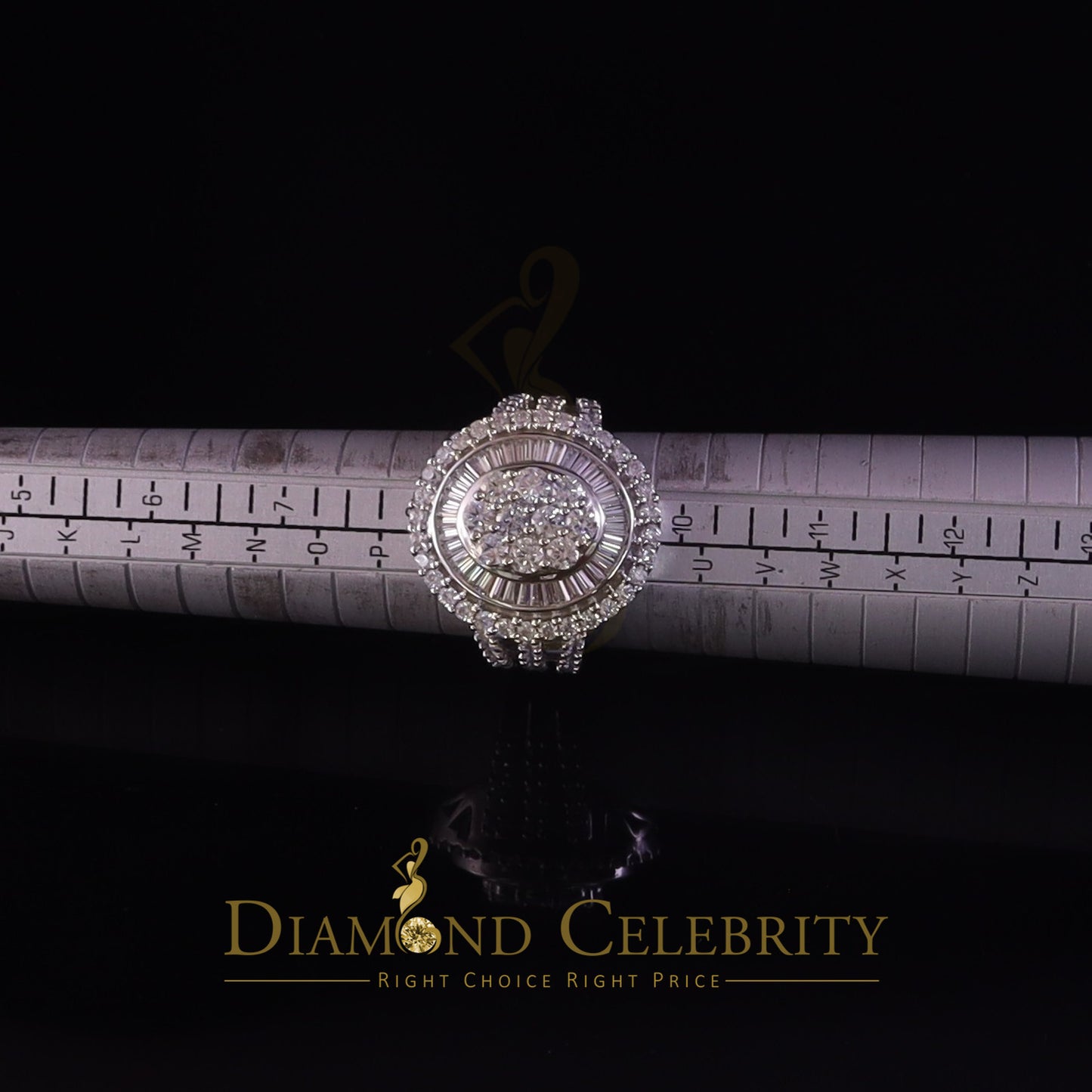 DiamondCelebritees White 925 Silver Rhodium Plated 6.48ct Cubic Zirconia Cocktail Womens Ring SZ 9