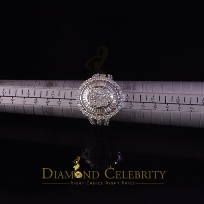 DiamondCelebritees White 925 Silver Rhodium Plated 6.48ct Cubic Zirconia Cocktail Womens Ring SZ 9