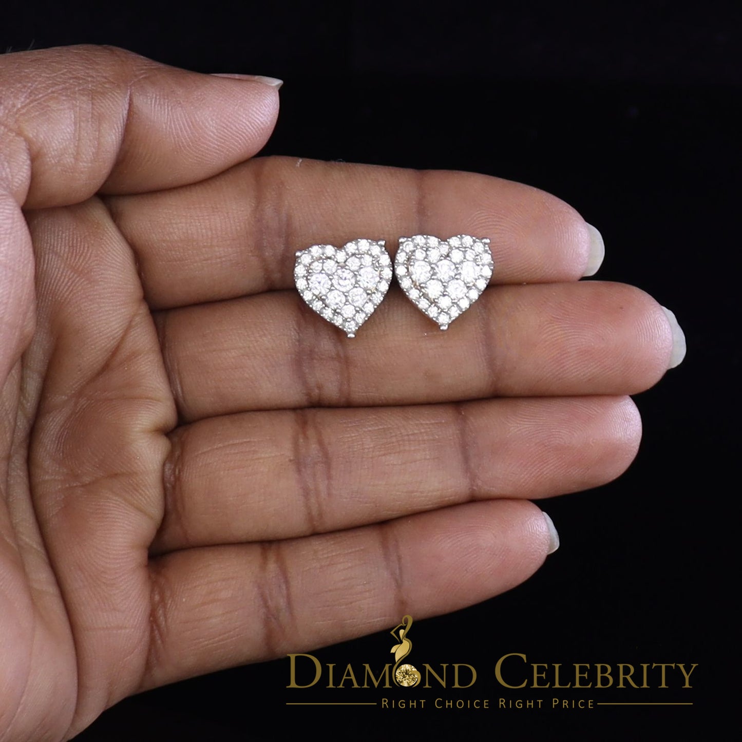 DiamondCelebritees  925 Sterling Yellow Silver 2.68ct Cubic Zirconia Heart Women's Stud Earrings