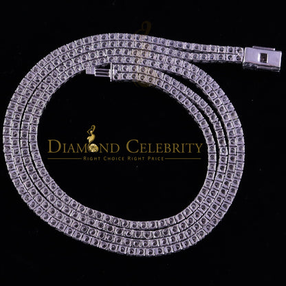 DiamondCelebritees Tennis Men's Necklace 925 Silver White 40ct Moissanite size 22inch & Width 3mm