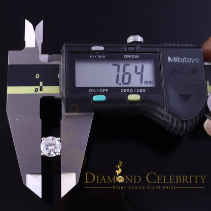 DiamondCelebritees 10k Real Yellow Gold with 3.50ct Round VVS 'D' Color Moissanite Stud Earrings