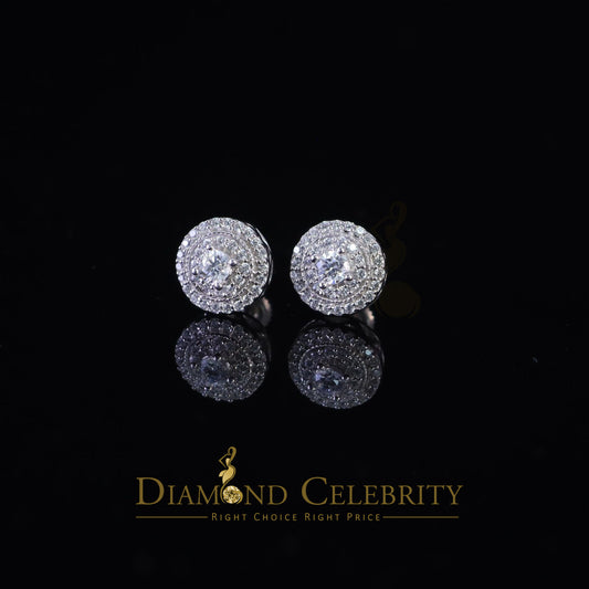 DiamondCelebritees  White Silver 925 Sterling Silver 0.92ct Cubic Zirconia Women's Round Earrings