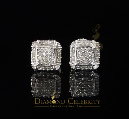 DiamondCelebritees 0.15ct Diamond 925 Sterling Silver White Square Earring For Men's / Women's