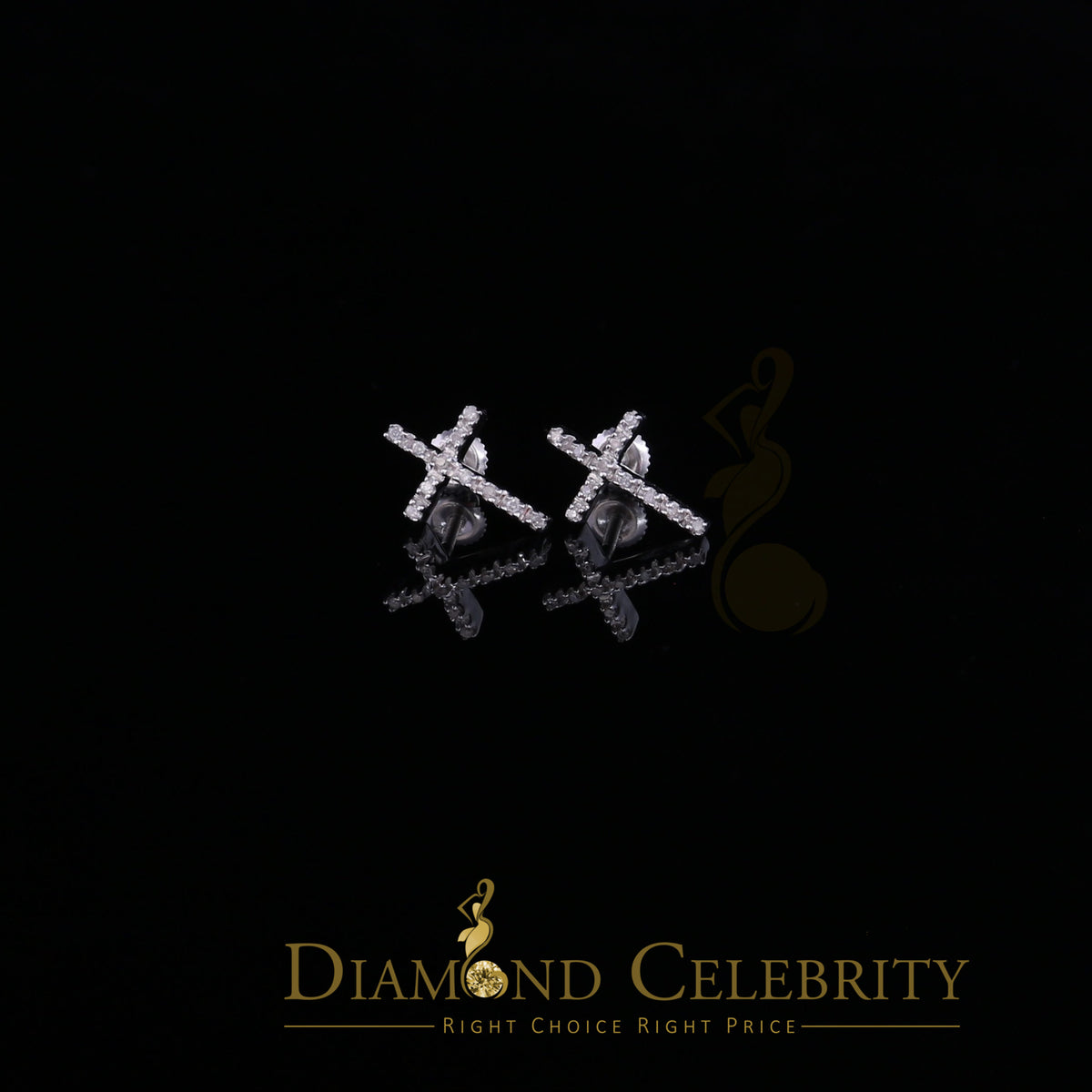 DiamondCelebritees 0.10ct Diamond Stud Earrings For Women White 925 Silver Stud For Men