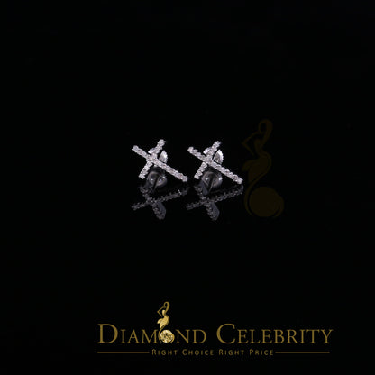 DiamondCelebritees 0.10ct Diamond Stud Earrings For Women White 925 Silver Stud For Men