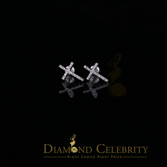 DiamondCelebritees 0.10ct Diamond Stud Earrings For Women White 925 Silver Stud For Men