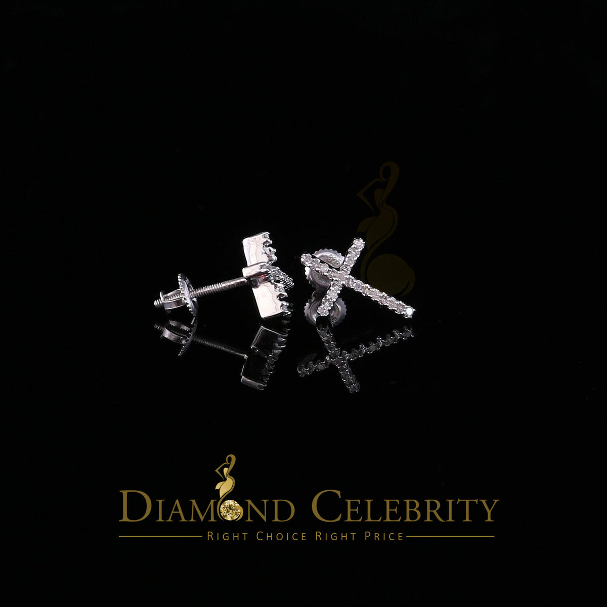 DiamondCelebritees 0.10ct Diamond Stud Earrings For Women White 925 Silver Stud For Men