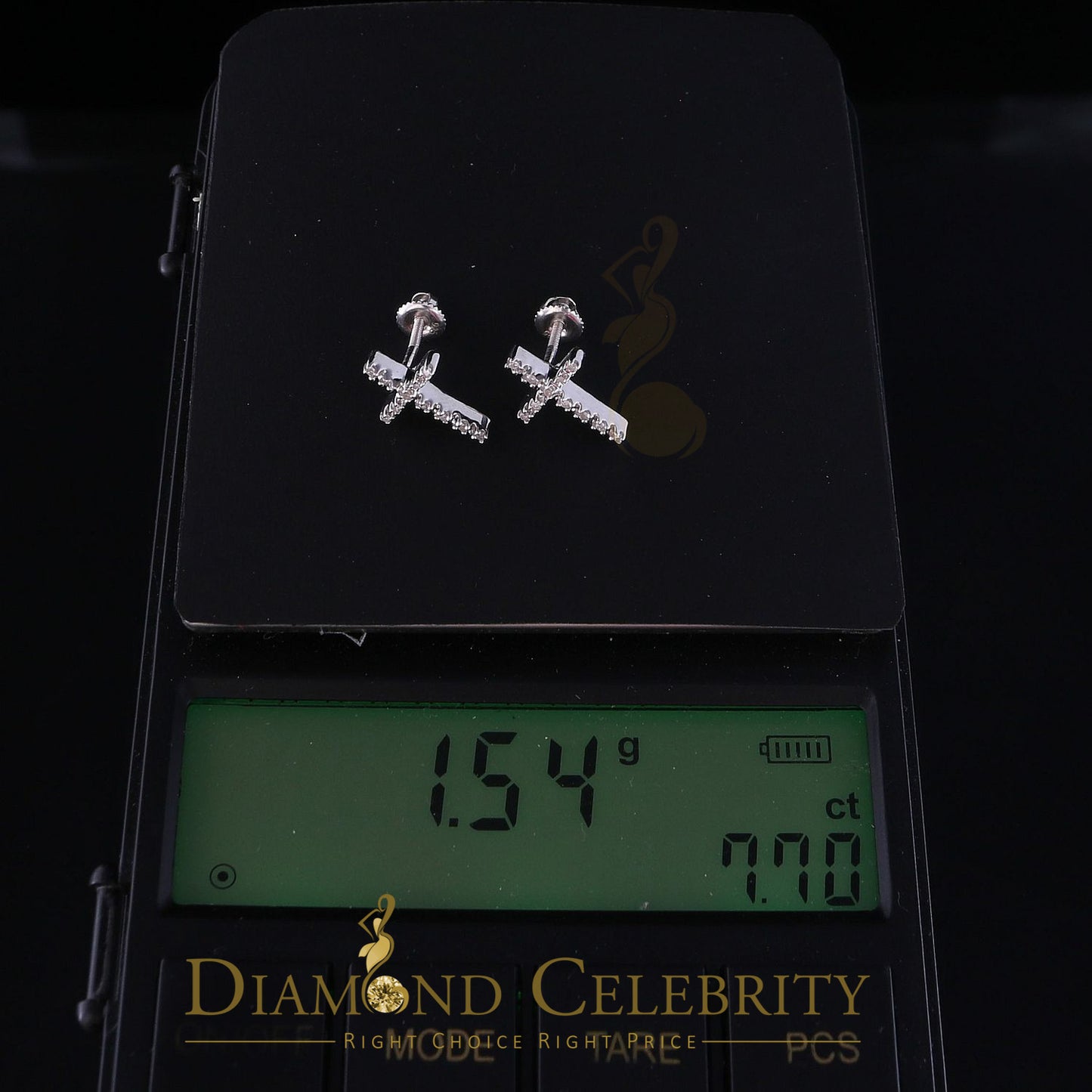 DiamondCelebritees 0.10ct Diamond Stud Earrings For Women White 925 Silver Stud For Men