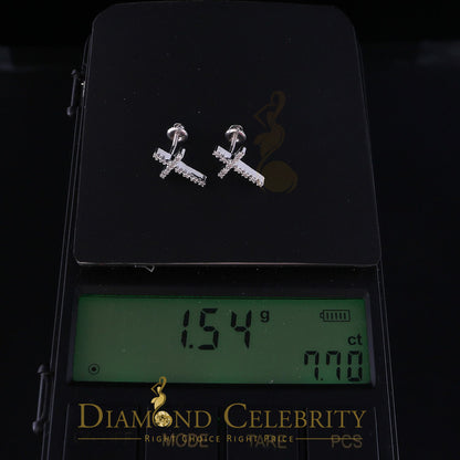 DiamondCelebritees 0.10ct Diamond Stud Earrings For Women White 925 Silver Stud For Men