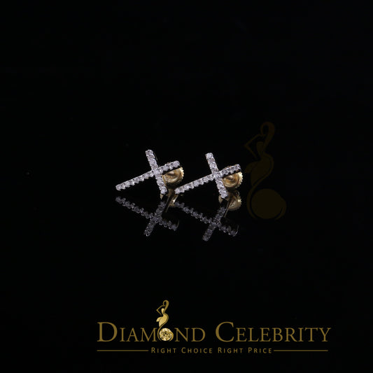 DiamondCelebritees 0.10ct Diamond Stud Earrings For Women Yellow 925 Sterling Silver Stud For Men