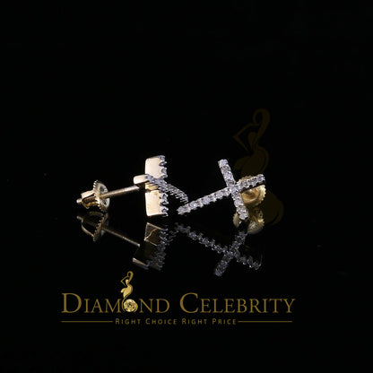 DiamondCelebritees 0.10ct Diamond Stud Earrings For Women Yellow 925 Sterling Silver Stud For Men