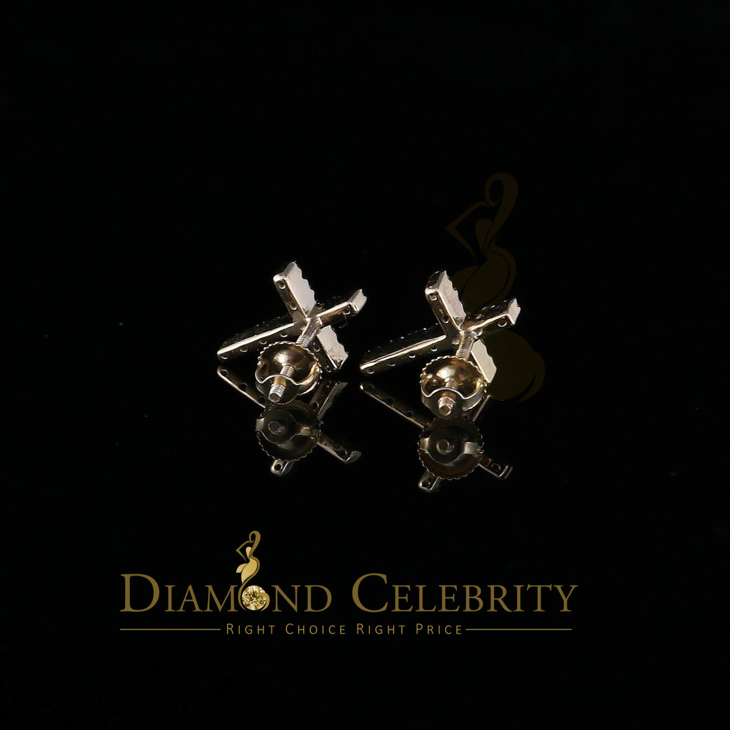 DiamondCelebritees 0.10ct Diamond Stud Earrings For Women Yellow 925 Sterling Silver Stud For Men