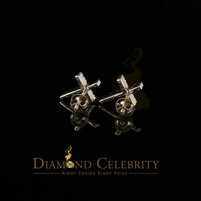 DiamondCelebritees 0.10ct Diamond Stud Earrings For Women Yellow 925 Sterling Silver Stud For Men