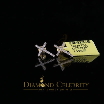 DiamondCelebritees 0.10ct Diamond Stud Earrings For Women Yellow 925 Sterling Silver Stud For Men