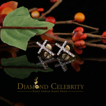 DiamondCelebritees 0.10ct Diamond Stud Earrings For Women Yellow 925 Sterling Silver Stud For Men