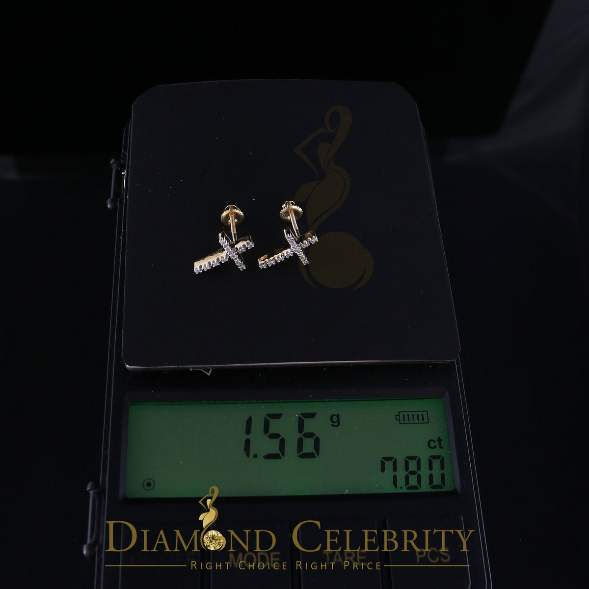 DiamondCelebritees 0.10ct Diamond Stud Earrings For Women Yellow 925 Sterling Silver Stud For Men