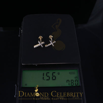 DiamondCelebritees 0.10ct Diamond Stud Earrings For Women Yellow 925 Sterling Silver Stud For Men
