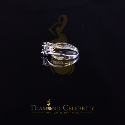 DiamondCelebritees 0.10CT Real Diamond 925 White Silver Womens Square Engagement Ring Size 7