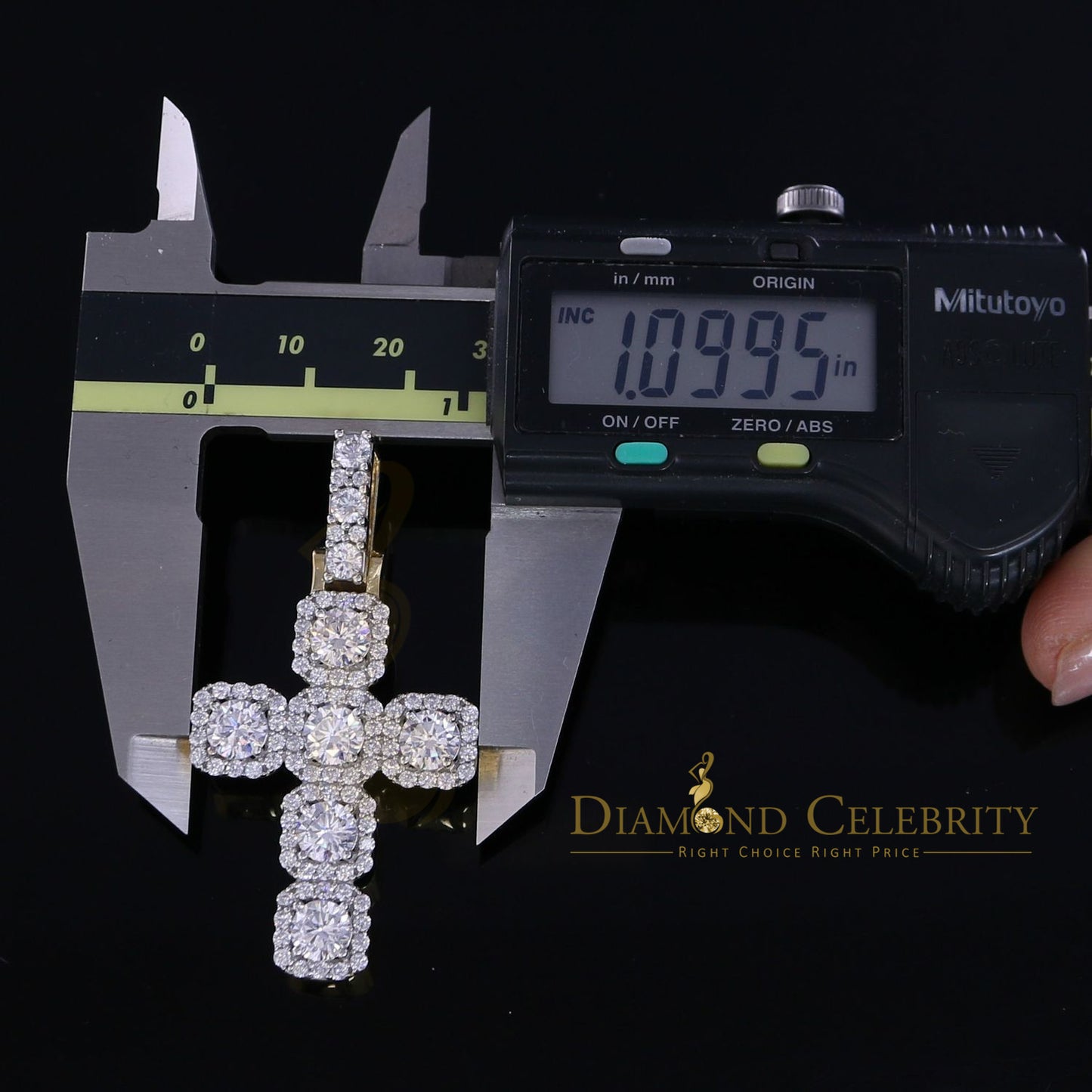 DiamondCelebritees Yellow 925 Sterling Silver Cross Fashion Pendant 8.03ct Cubic Zirconia Stone