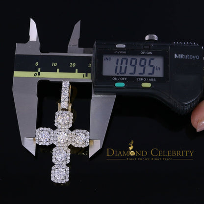 DiamondCelebritees Yellow 925 Sterling Silver Cross Fashion Pendant 8.03ct Cubic Zirconia Stone