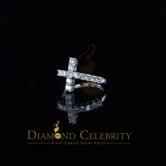 DiamondCelebritees 1.50ct Cubic Zirconia 925 Sterling White Silver Cross Womens Fashion Ring Size 8