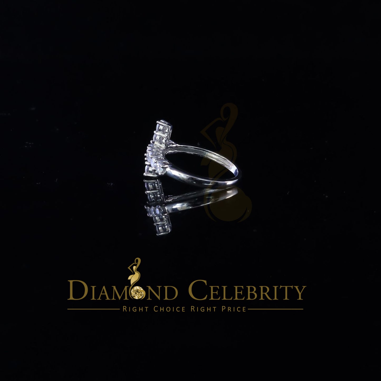 DiamondCelebritees 1.50ct Cubic Zirconia 925 Sterling White Silver Cross Womens Fashion Ring Size 8