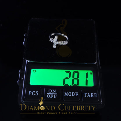 DiamondCelebritees 1.50ct Cubic Zirconia 925 Sterling White Silver Cross Womens Fashion Ring Size 8