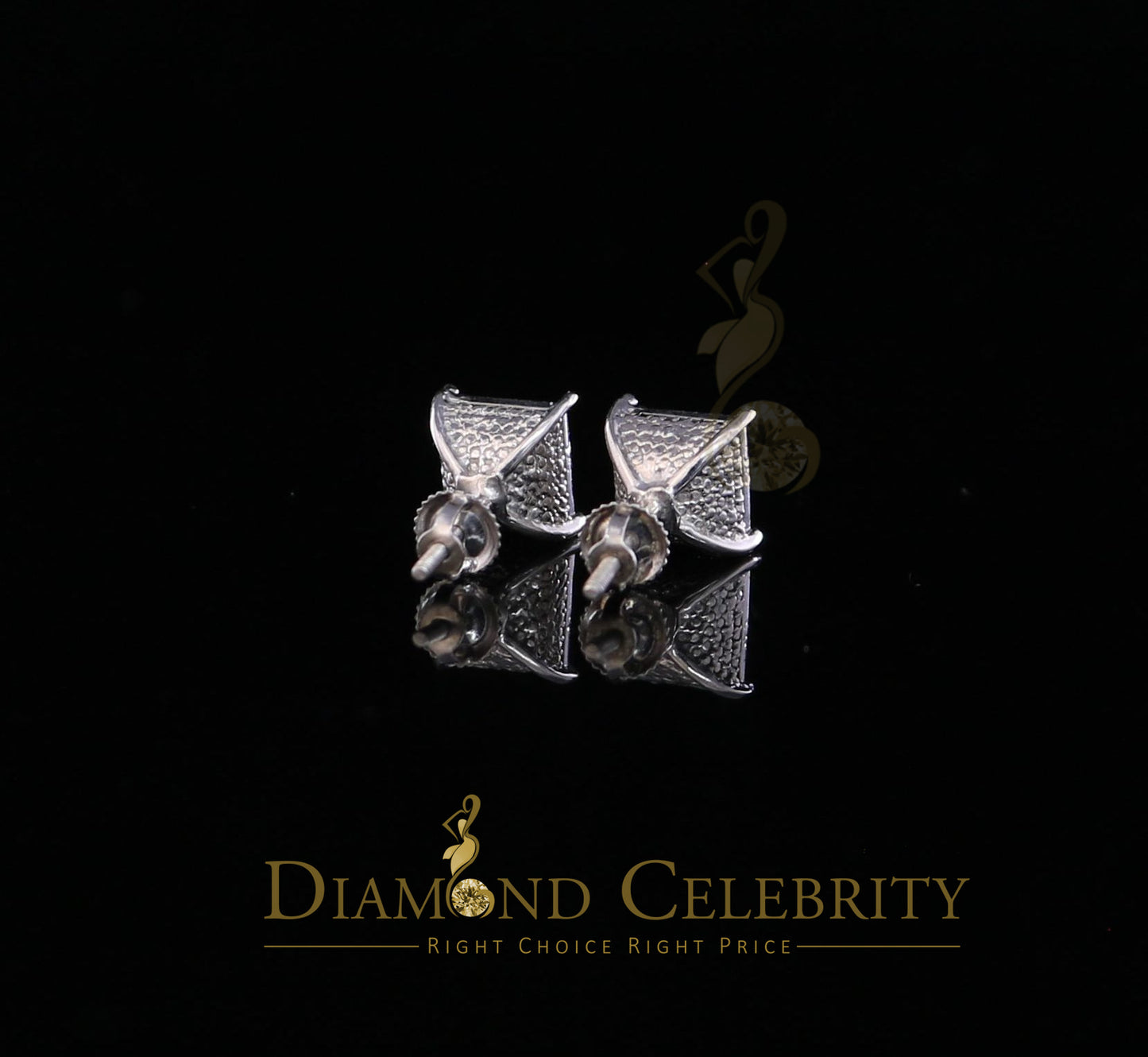 DiamondCelebritees 0.20ct Diamond Collection White 925 Sterling Silver Women & Men Square Earrings