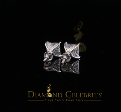 DiamondCelebritees 0.20ct Diamond Collection White 925 Sterling Silver Women & Men Square Earrings
