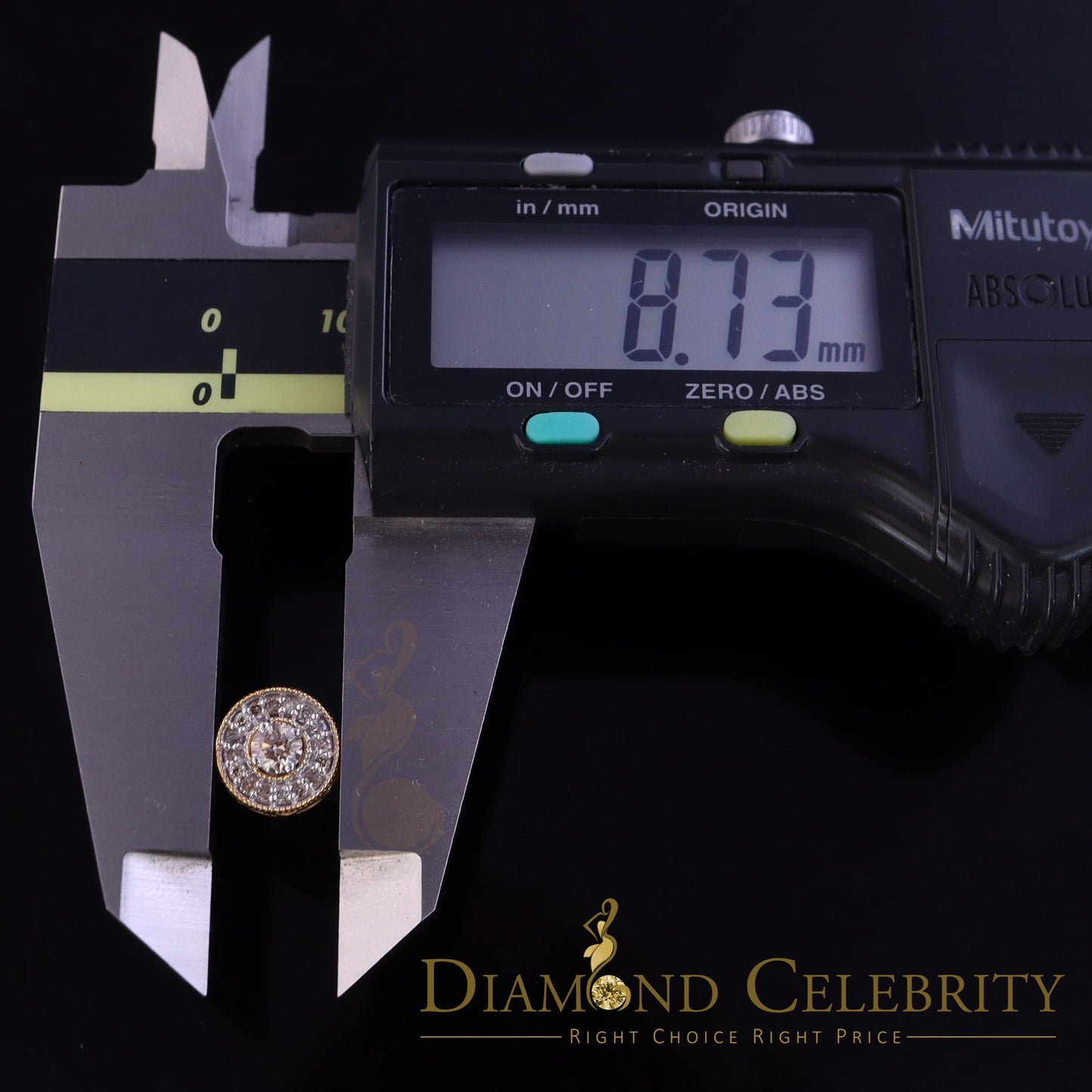 DiamondCelebritees Real 10k Yellow Gold Round Stud 0.50ct Earrings with Real Diamonds