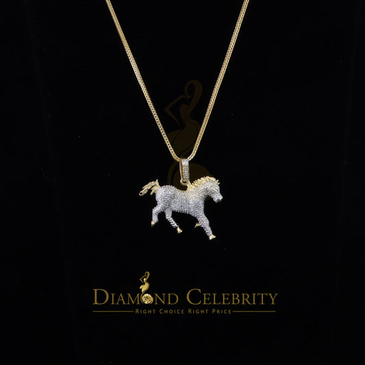 DiamondCelebritees  Real 0.33ct Diamond 925 Sterling Silver HORSE Yellow Charm Necklace Pendant