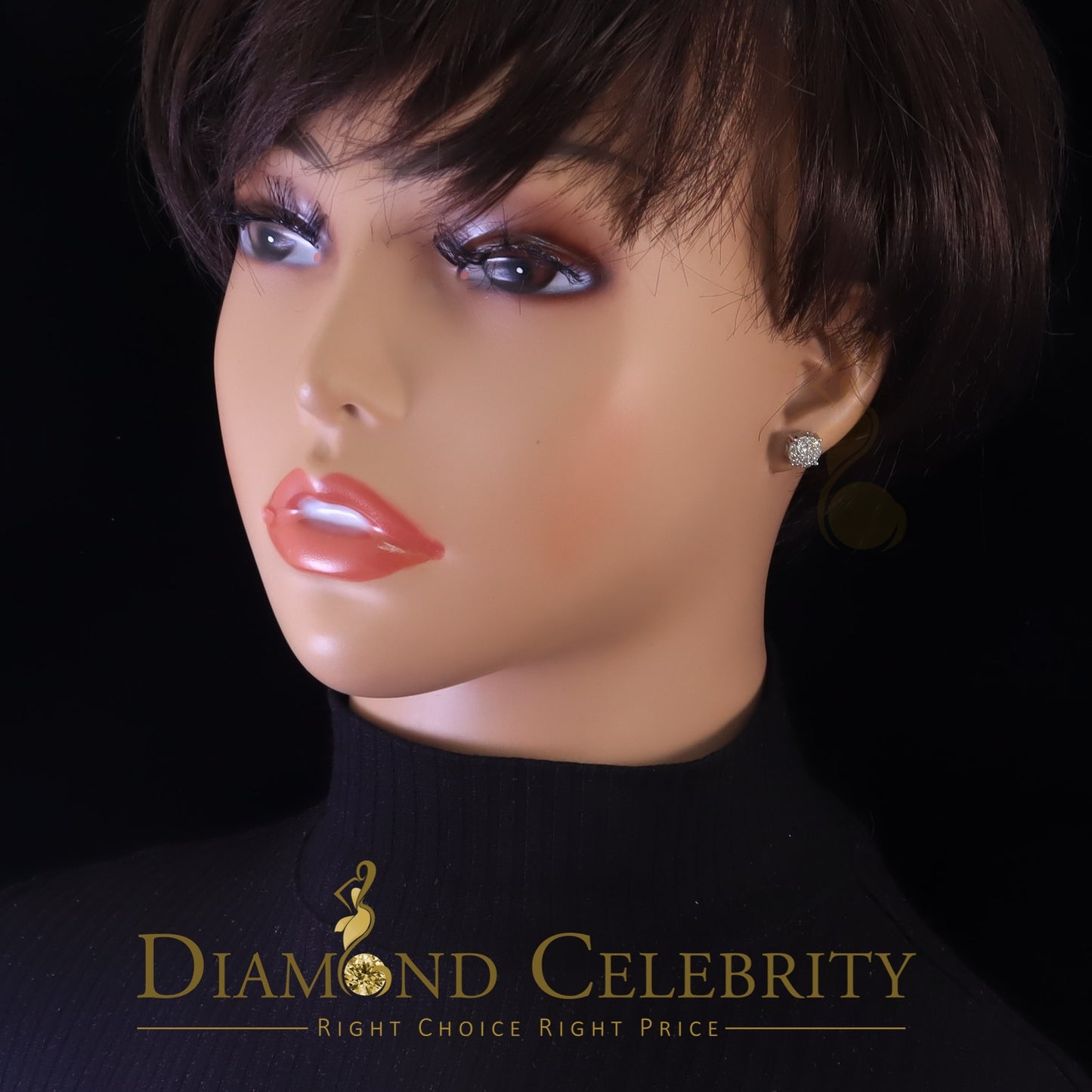 DiamondCelebritees 10K Real White Gold Real Diamond 0.60CT Men's/Women's Stud Round Earring