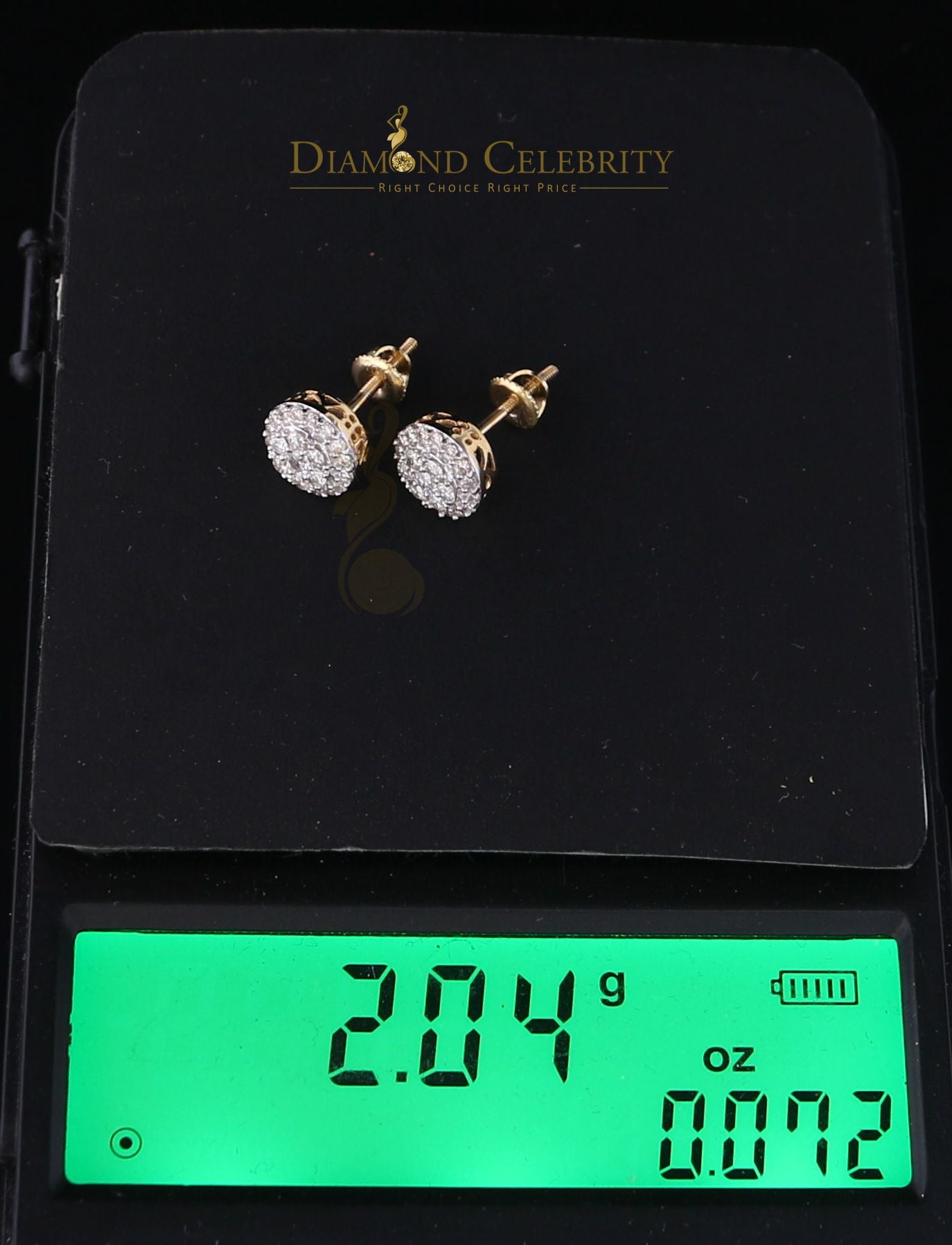 DiamondCelebritees Beautiful 10K Real Yellow Real Diamond 0.55CT Men's/Women's Stud Round Earring