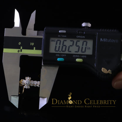 DiamondCelebritees 1.00ct Moissanite Yellow 925 Silver Women's Dangling Cross Fish Hook Earrings