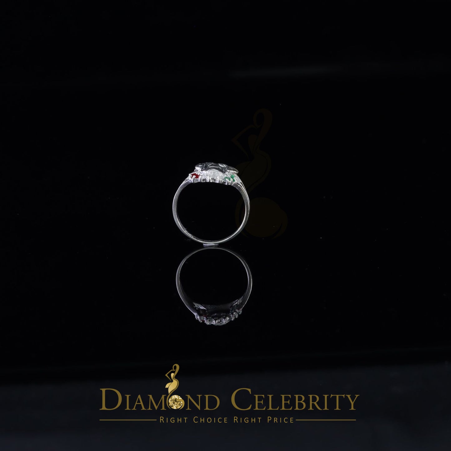 DiamondCelebritees Religious White 925 Silver Cubic Zirconia Mother Mary Face Women's Ring Size 7