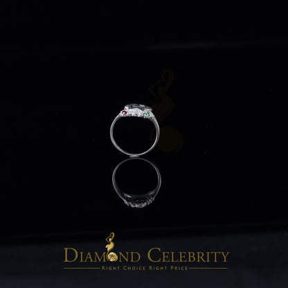 DiamondCelebritees Religious White 925 Silver Cubic Zirconia Mother Mary Face Women's Ring Size 7