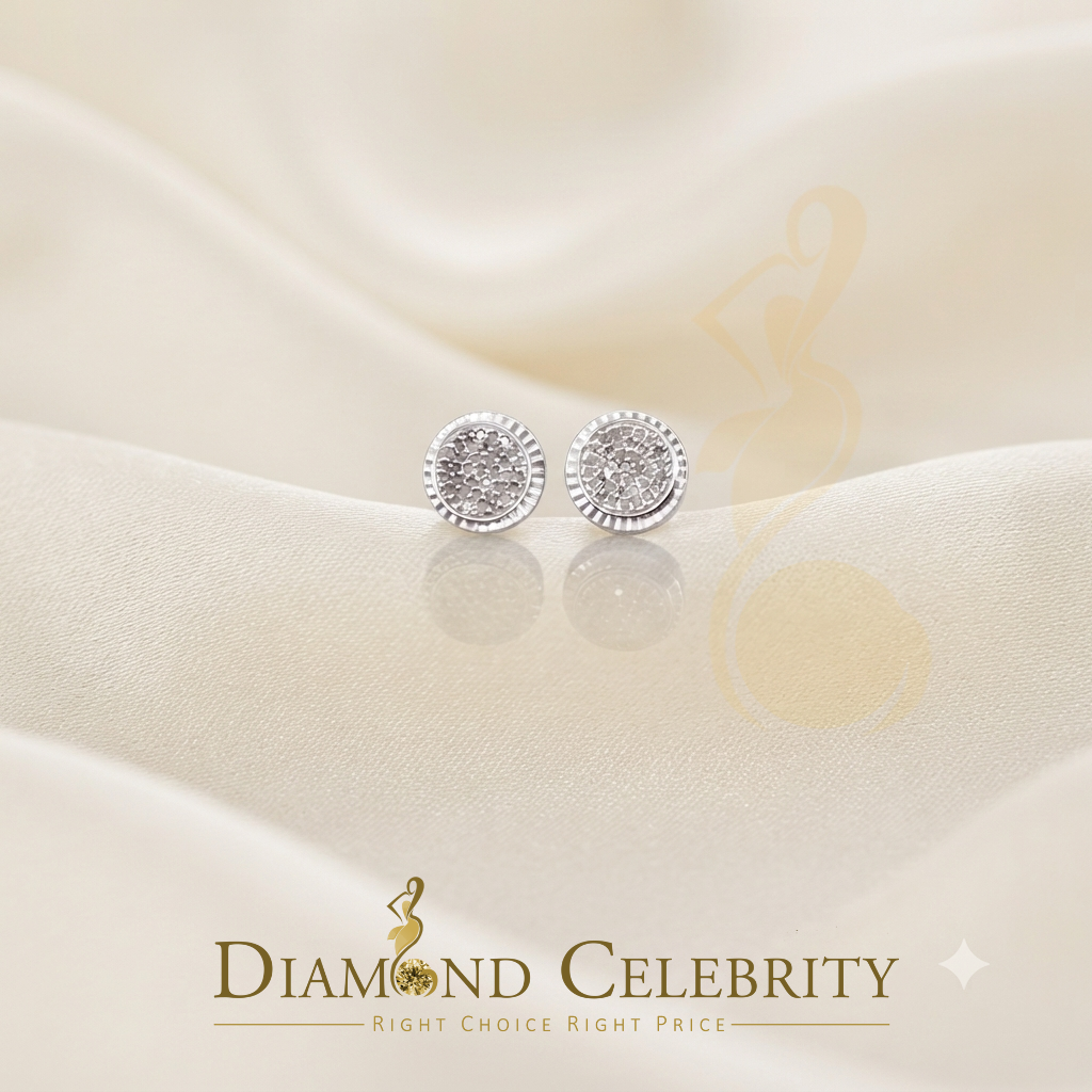 DiamondCelebritees 925 Sterling Silver 0.20 ct Diamond For Ladies & Men's White Stud Round Earrings