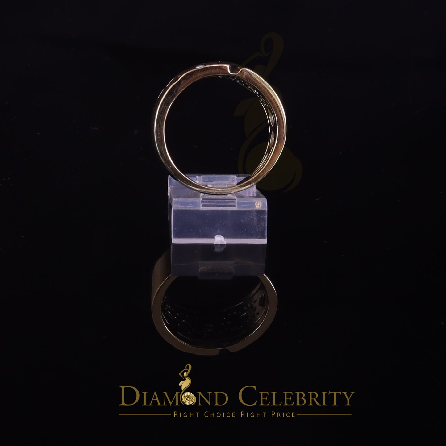 DiamondCelebritees 0.14 ct Sterling Yellow Silver Round 925 CZ Men Rings Engagement Size 9.00