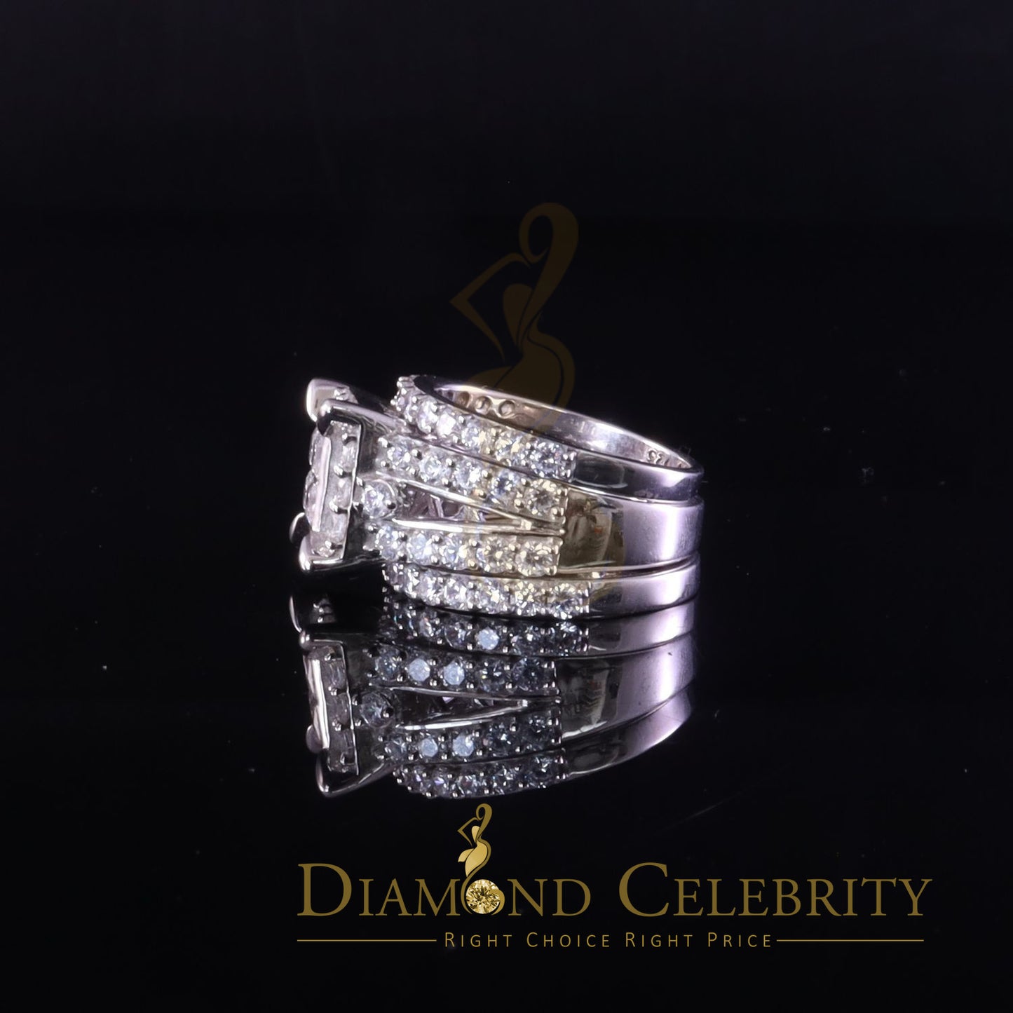DiamondCelebritees 6.72ct Cubic Zirconia White 925 Sterling Silver Women 3PC Wedding Rings SZ 8