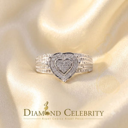 DiamondCelebritees Real Diamond 0.10ct White 925 Sterling Silver Womens Engagement Heart Ring SZ 7