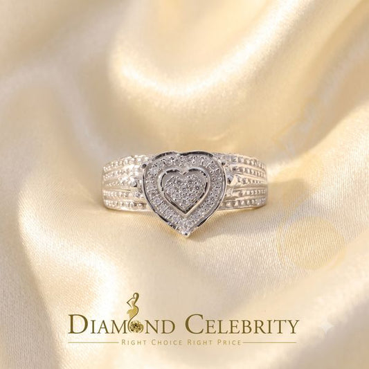 DiamondCelebritees Real Diamond 0.10ct White 925 Sterling Silver Womens Engagement Heart Ring SZ 7