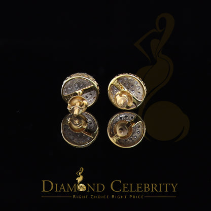 DiamondCelebritees 10K Real Yellow Gold with 0.33 CT Real Diamond Round Stud Earrings